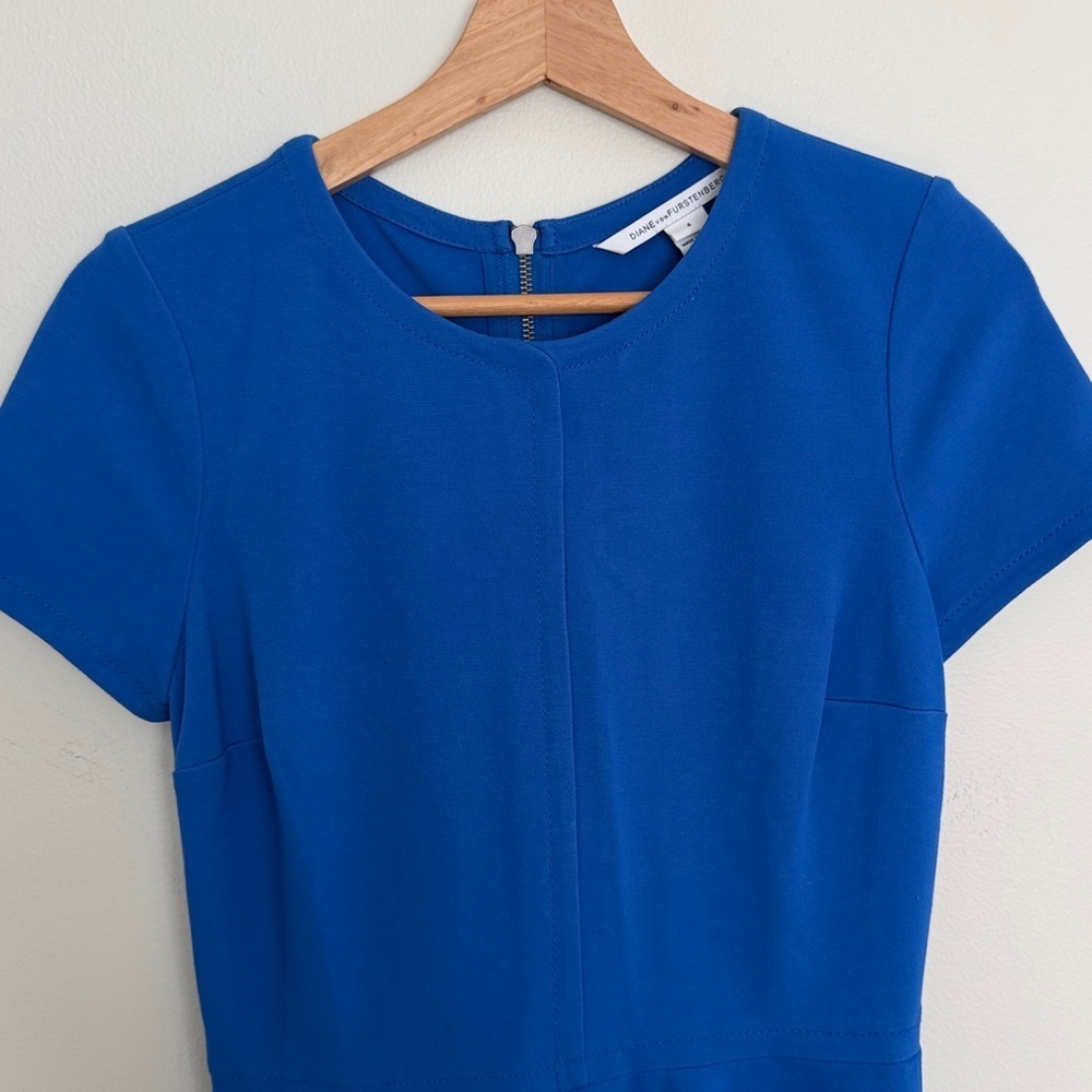 Diane Von Furstenberg Ivana Ponte Knit Stretch Fit & Flare Blue Dress - Picture 5 of 9